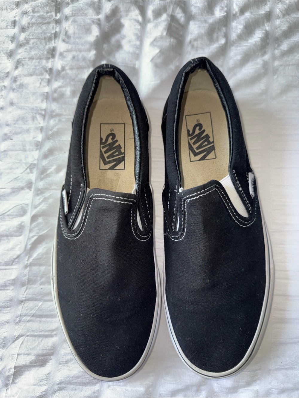 Vans Slip On Shoes Women’s 9 Black Canvas !